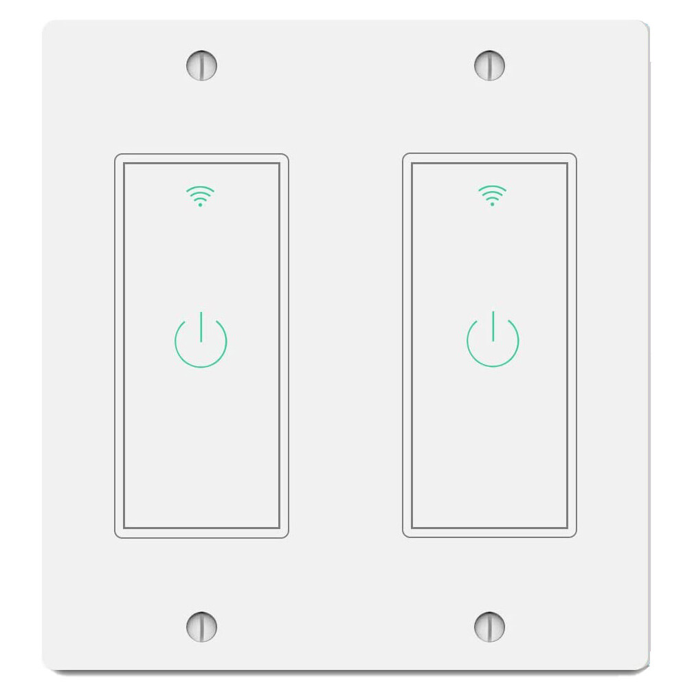 WiFi Smart Switch 2-Gang Wall Light Switch Remote for Alexa & Google IFTTT US