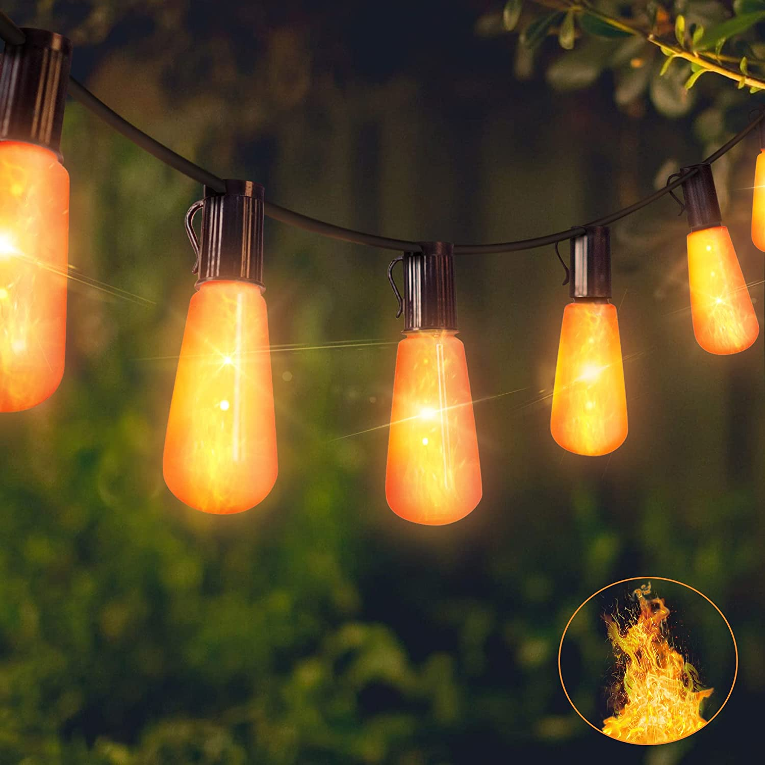 Mimigogo Flickering Flame String Lights22ft 20led String Lights For Outsideplug