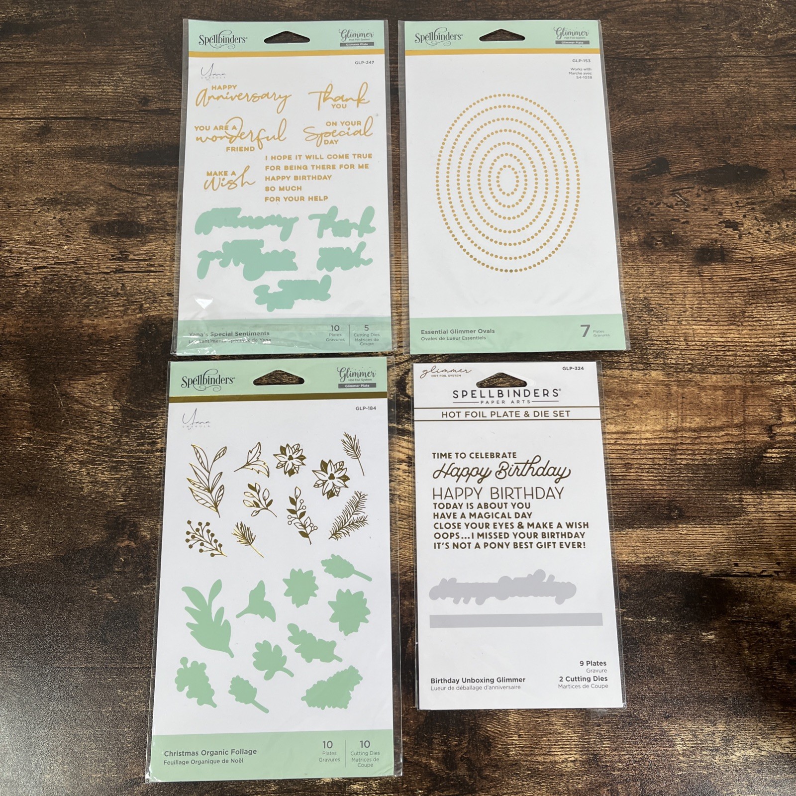 Spellbinders Glimmer Plate Hot Foil Plate & Die Set Lot of 4