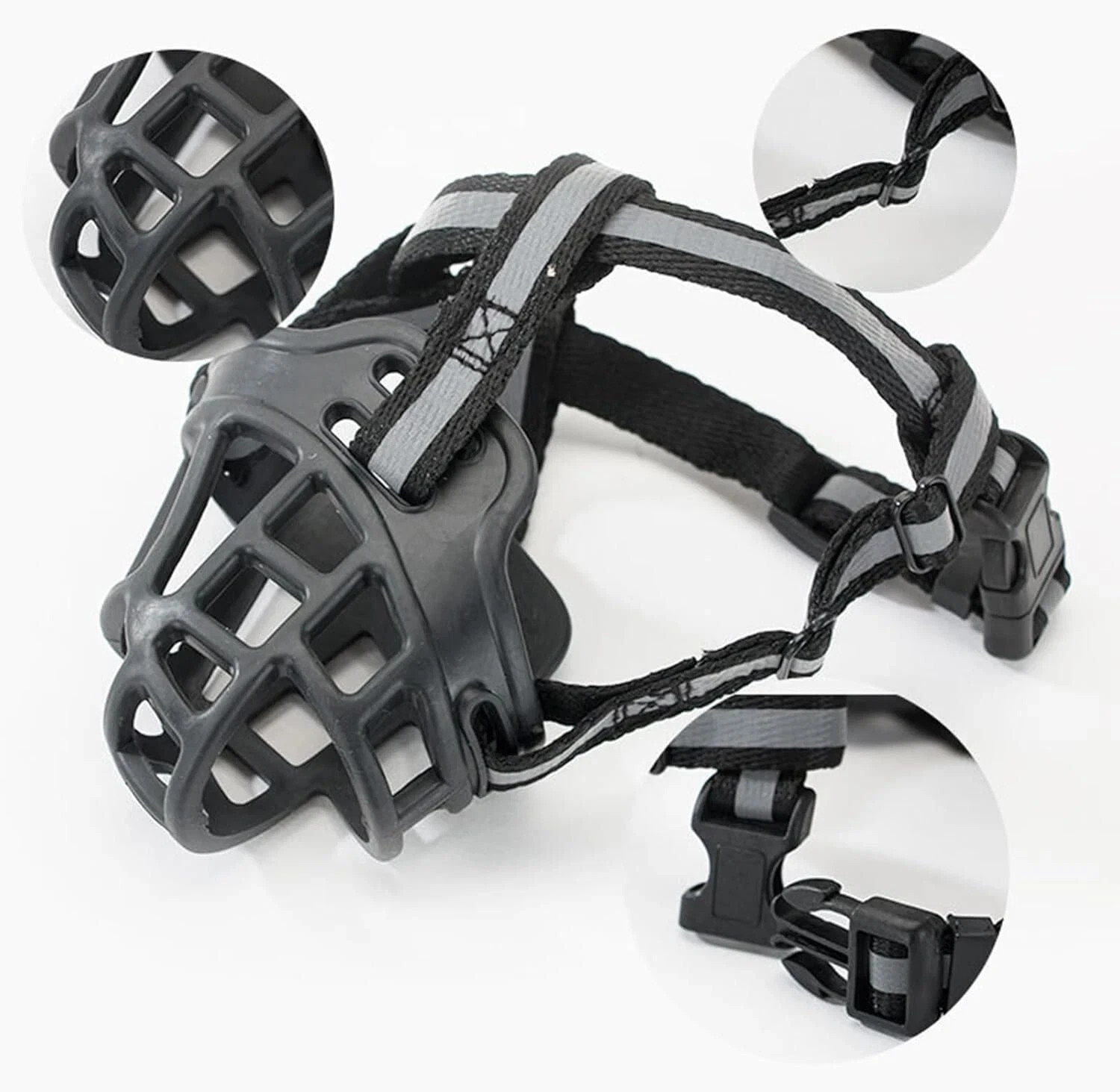 Reflect Muzzle Adjustable Dog Mouth Cover Black Size 4