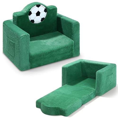 Kids Chair or Couch for Toddler, 2-in-1 Soft Foldable Couch, Comfy Toddler