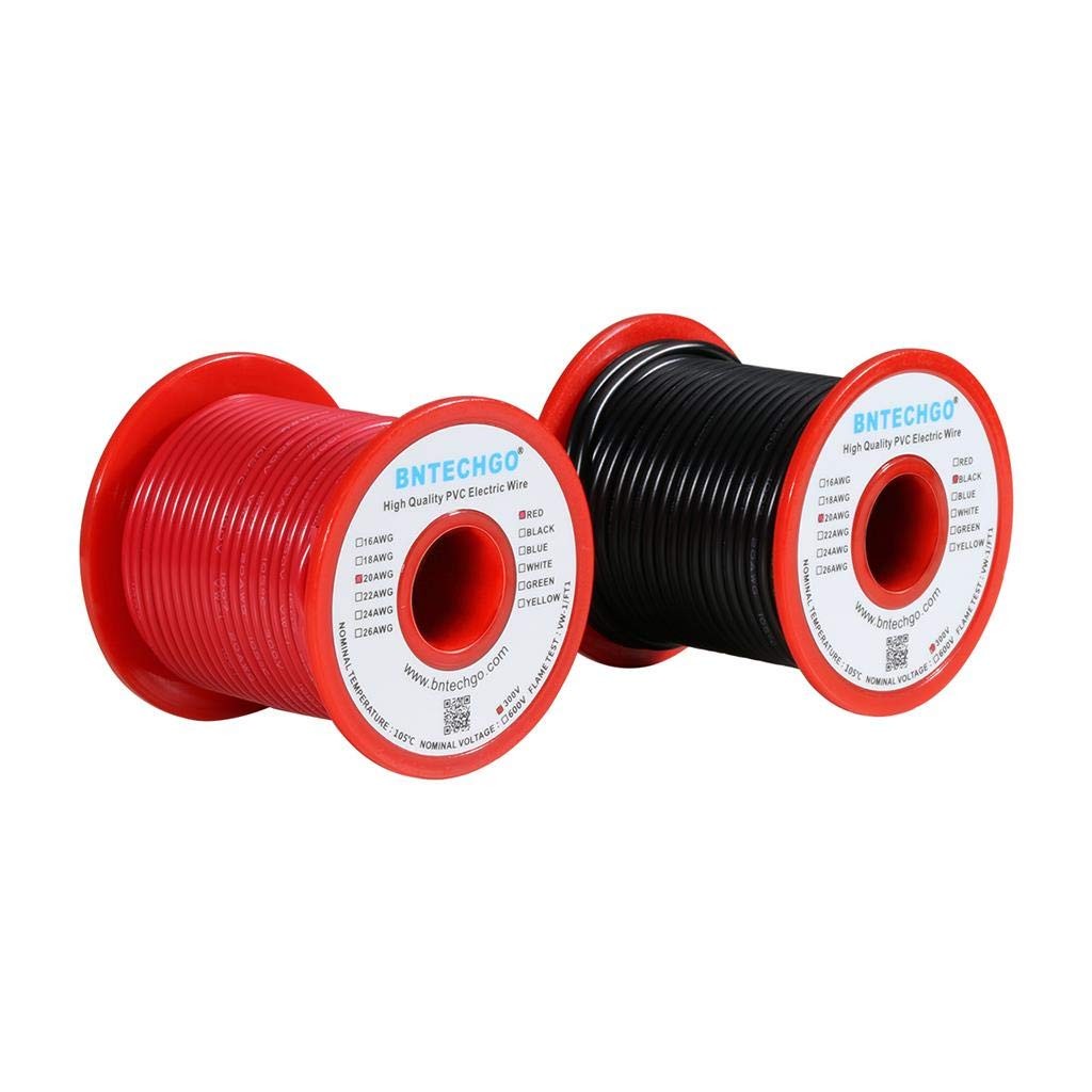 20 Gauge PVC Solid Wire Each Color 50ft, 20 Pvc Red and Black