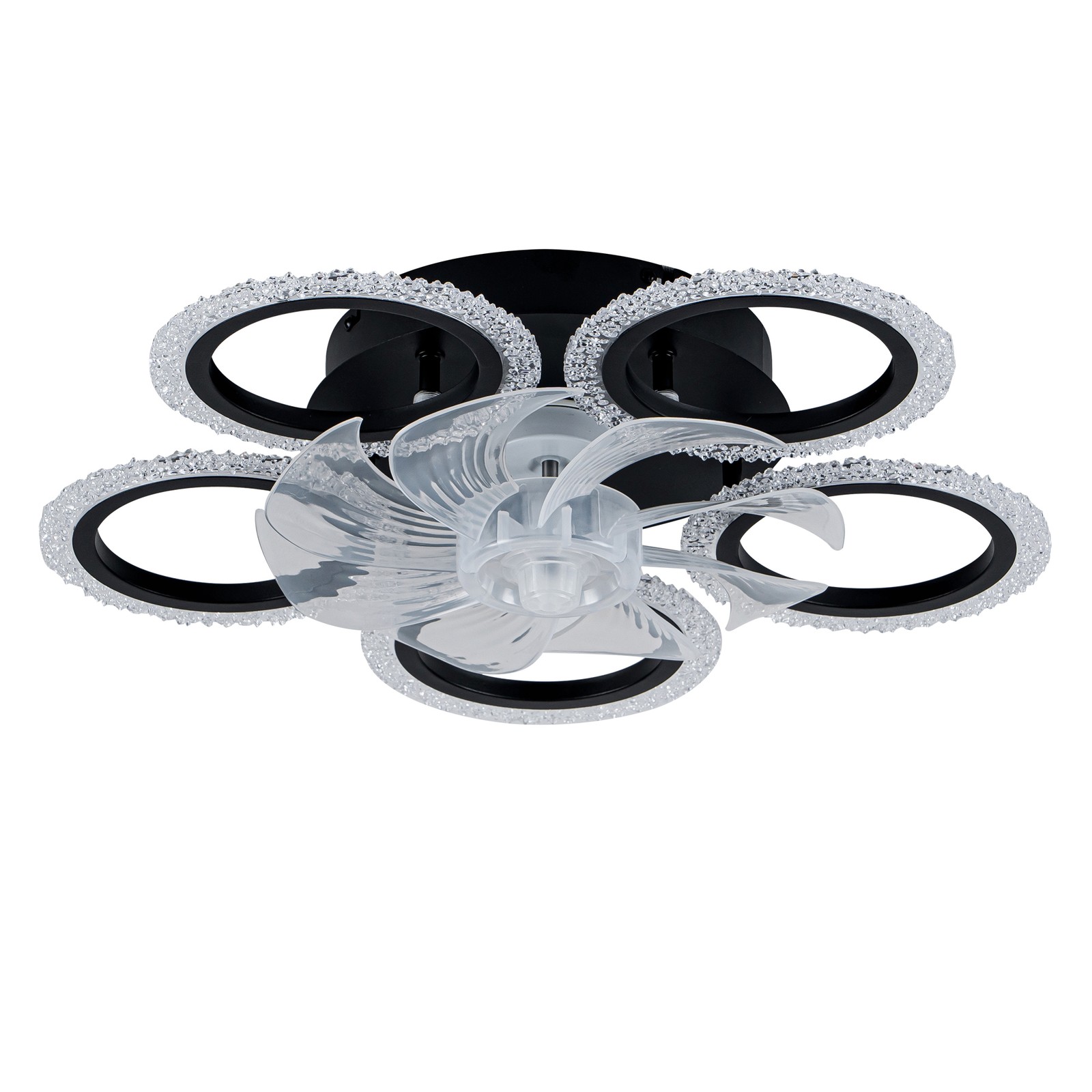 20''Modern Ceiling Fan Lights Remote Control.Black,6 Speeds 3 Light Color Low