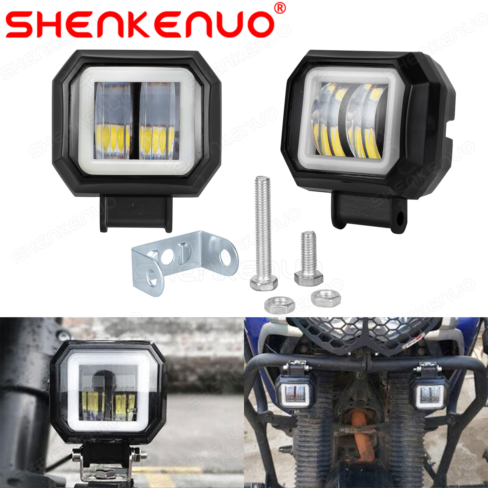 3inch Square LED Work Light Bar Spot Pods Halo Fog Driving Off Road ATV 4WD