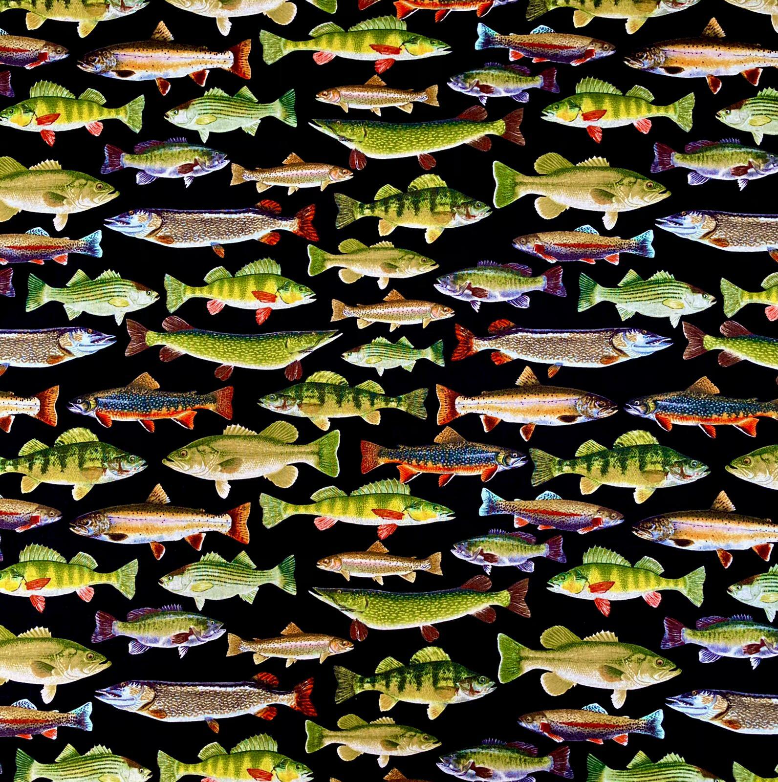 Fat Quarter Fish Angler Sea River Fishing Timeless 100% Cotton Fabric