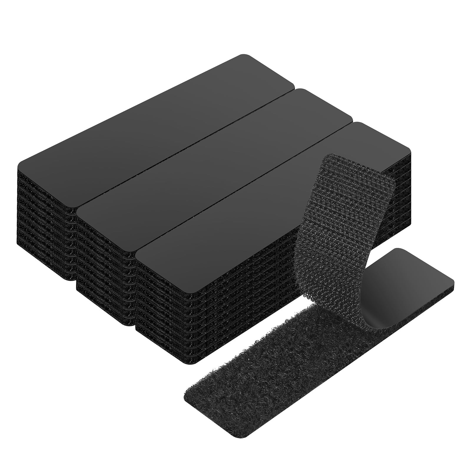 Double Sided Tape Heavy Duty Black Hook and Loop Tape, 1x4Inch Adhesive Strips