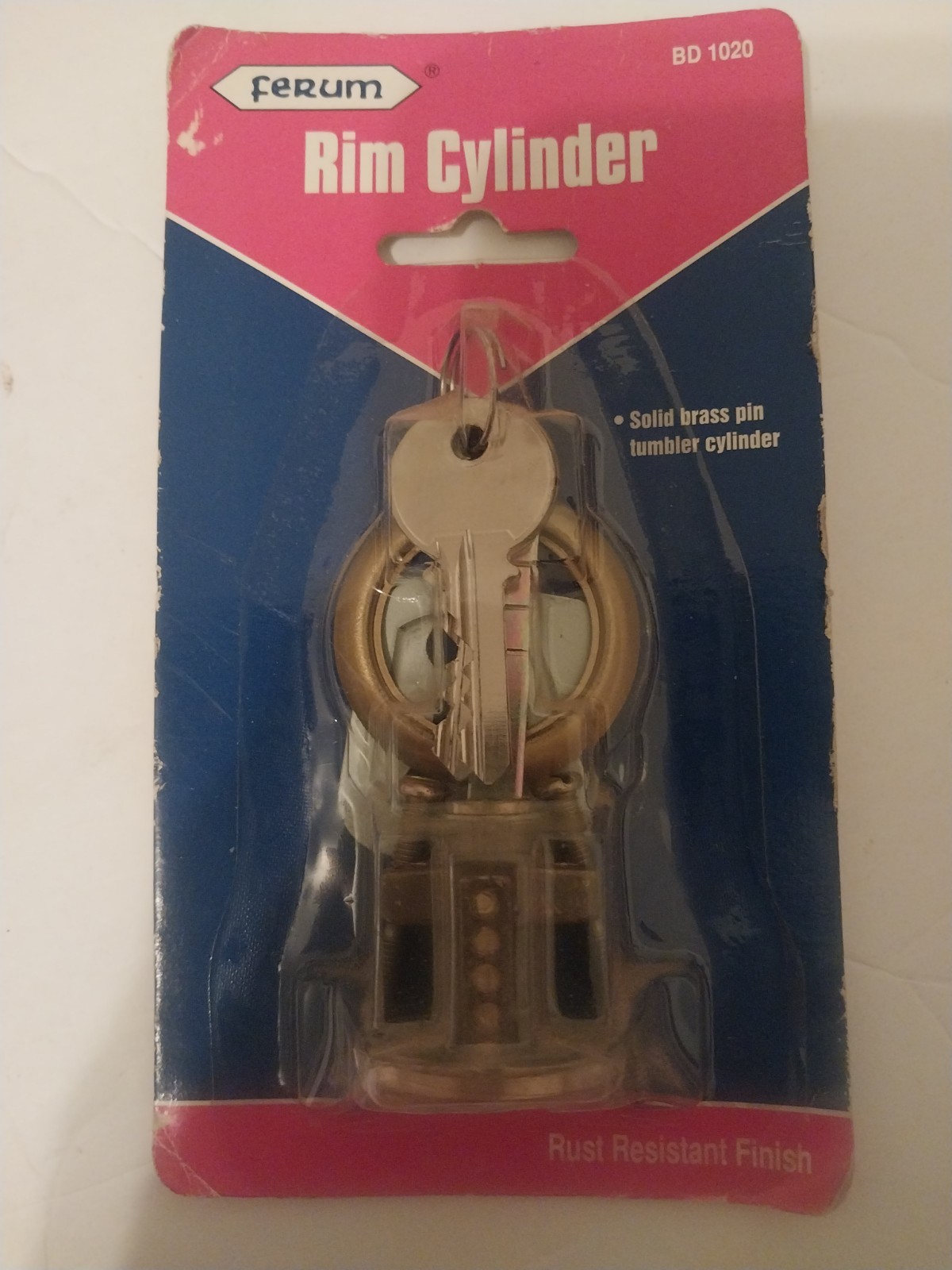 Ferum vintage solid brass replacement rim cylinder lock with keys