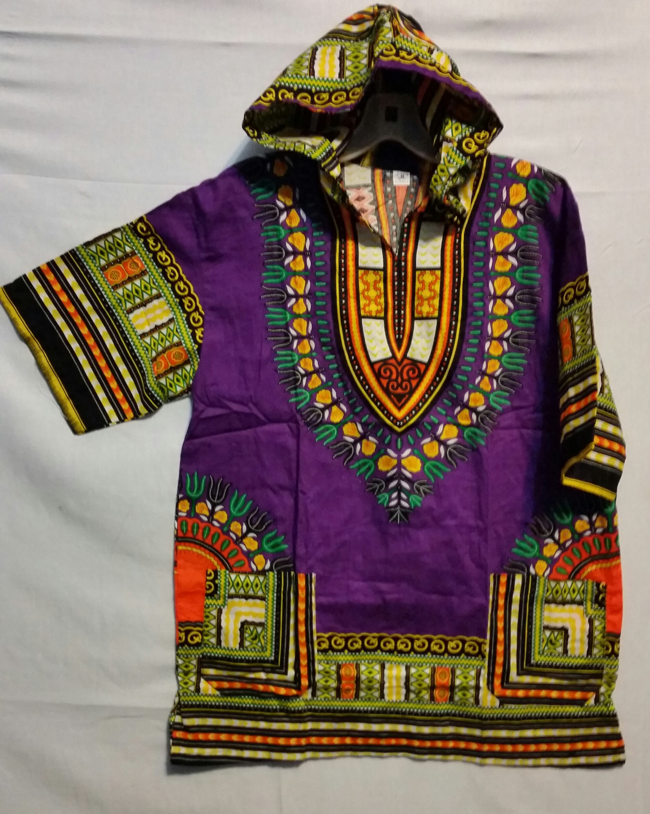 Men's Afrrican Dashiki Top with hood Women's Hoodie Traditiona  S M L XL Purple