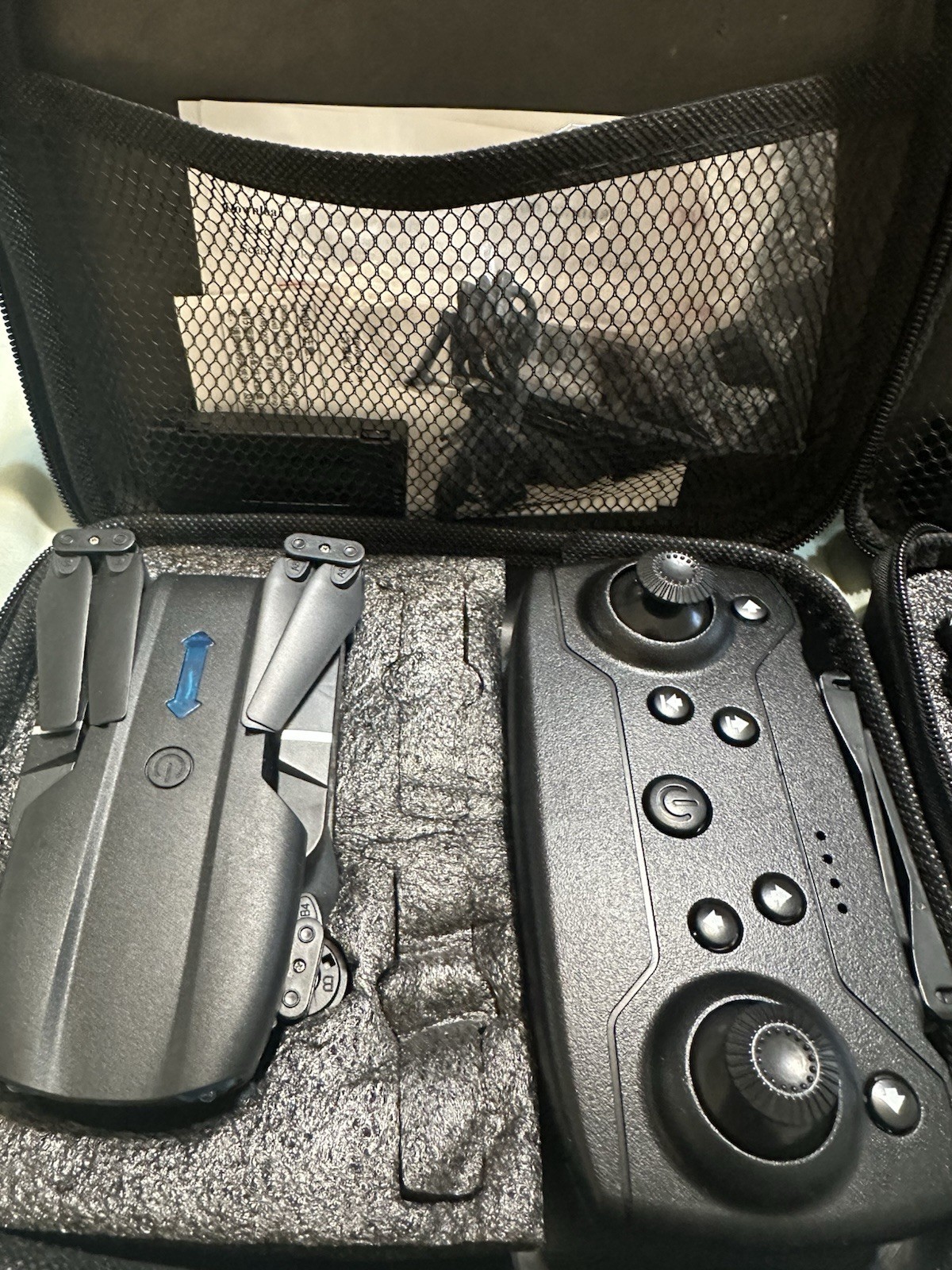 2 Foldable Toy Grade RC Quadcopter Drone Set, Remote Controllers, Batteries Case