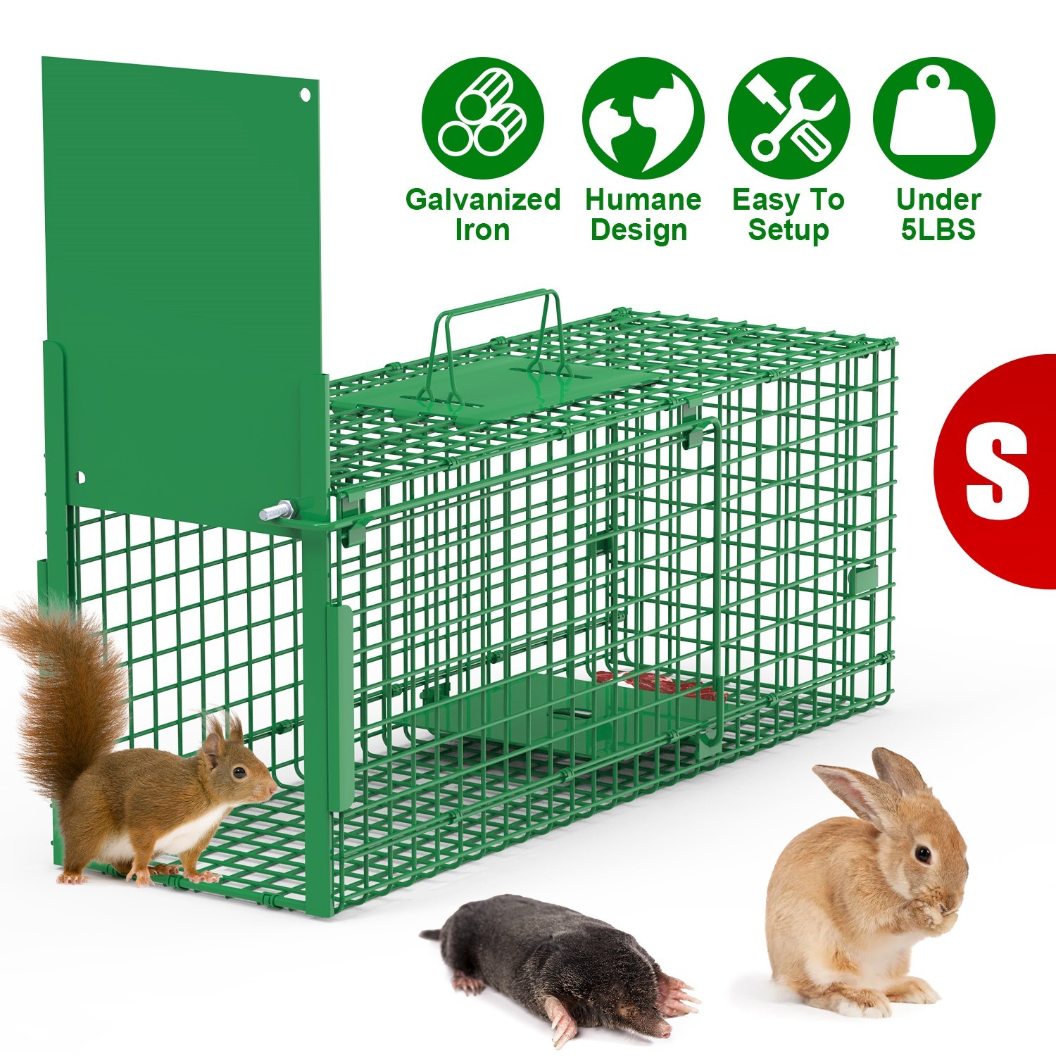 26/40" Heavy Duty Folding Humane Cat Trap Cage Live Animal Raccoons Rodent Cage