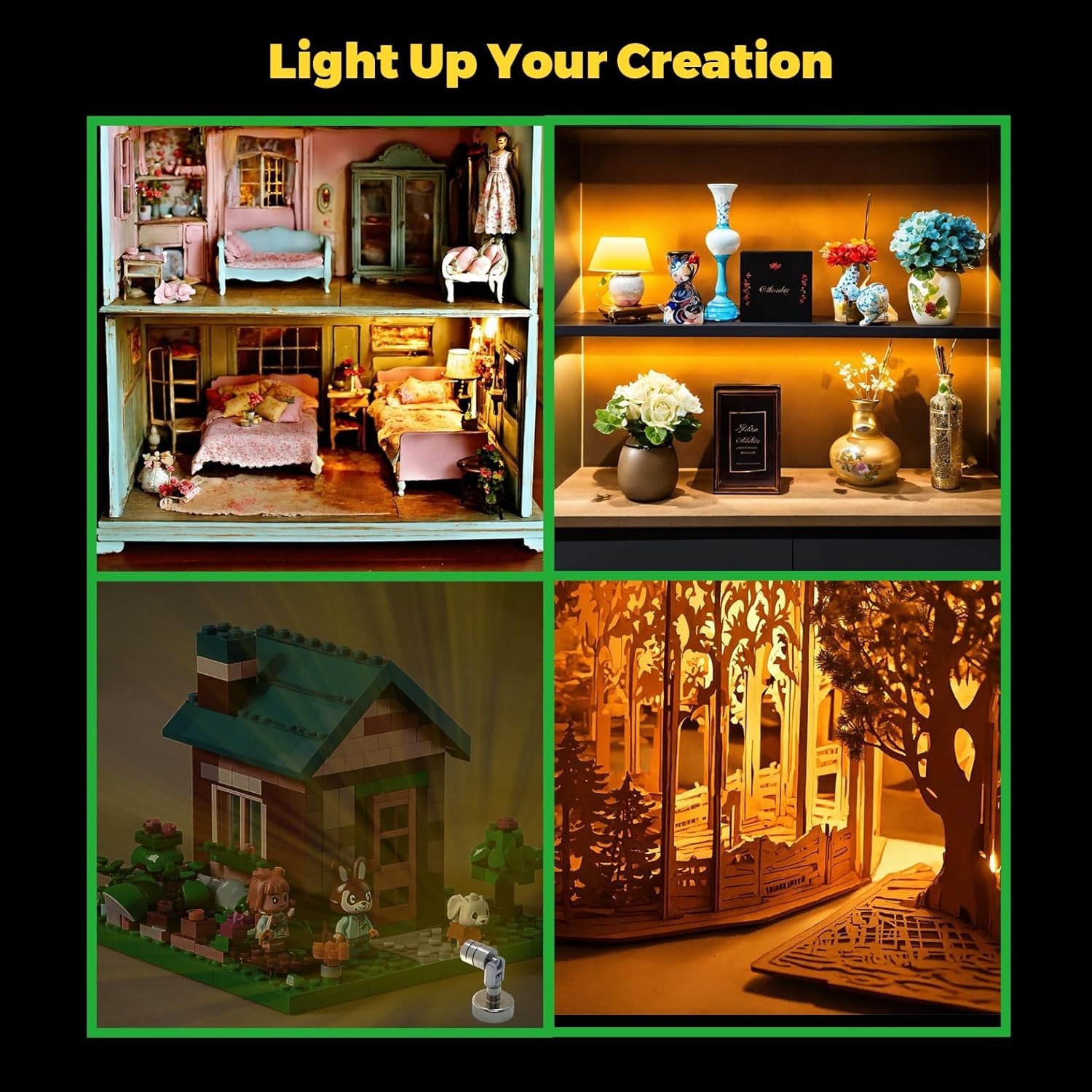 Suzeyar Metal Miniature LED Lights Tiny Spot Light Magnetic Base Battery Operate