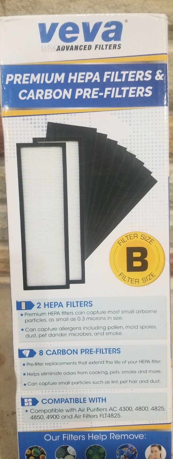 Veva - 2 Premium HEPA Filters and 8 Carbon Pre Filters Compatible w/Air Purifier
