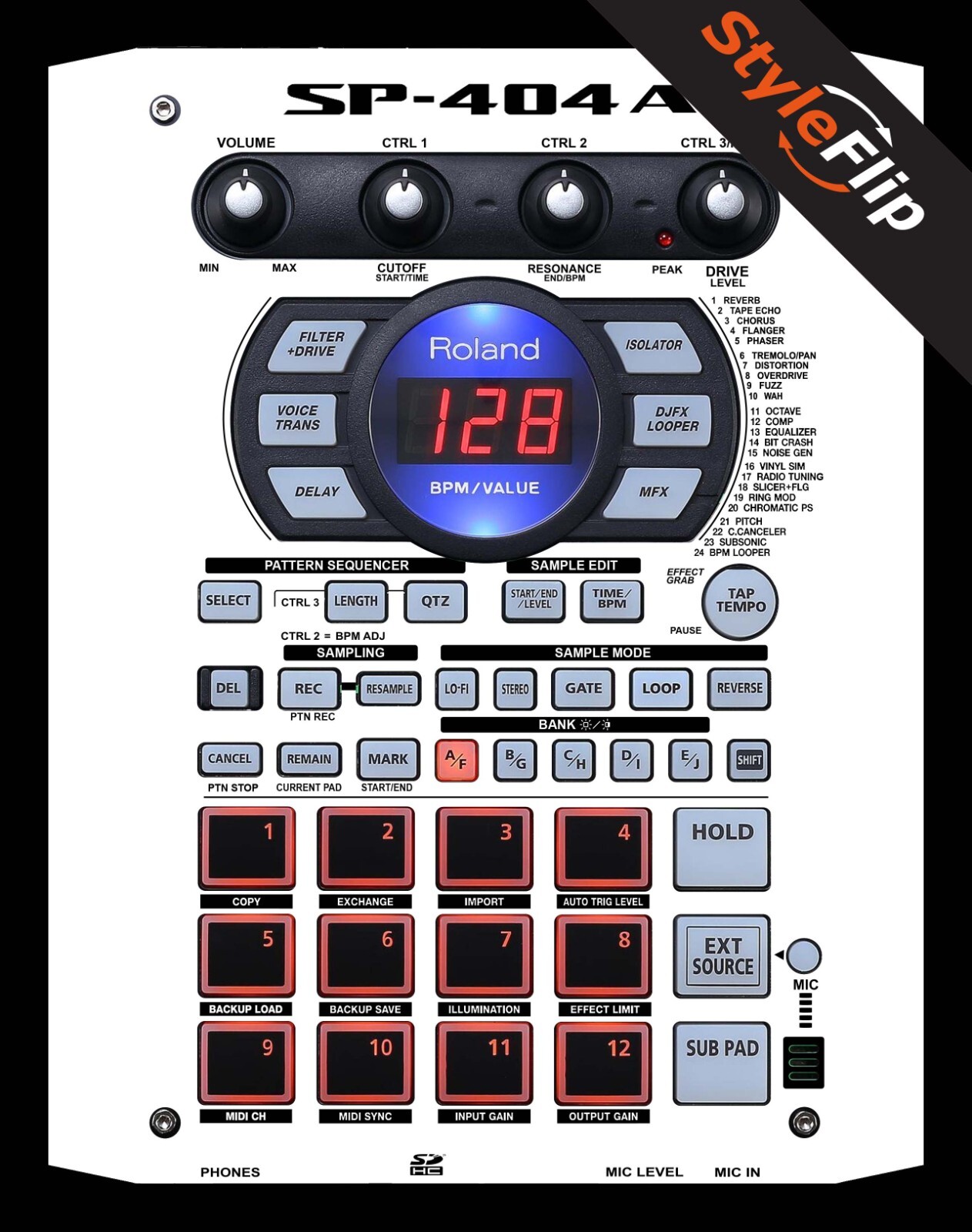 Roland SP-404 A Skins | Color White | Protective Decal | StyleFlip Skins