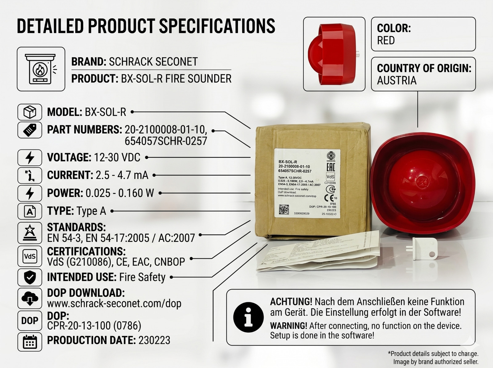 SCHRACK SECONET BX-SOL-R ADDRESSABLE LOOP SOUNDER FIRE ALARM