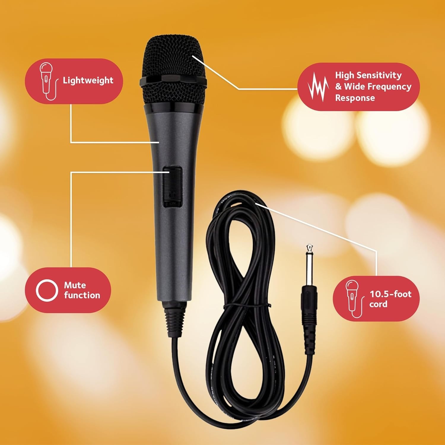Dynamic Black Wired Microphone - Perfect for Karaoke, Events, & Public Speaking