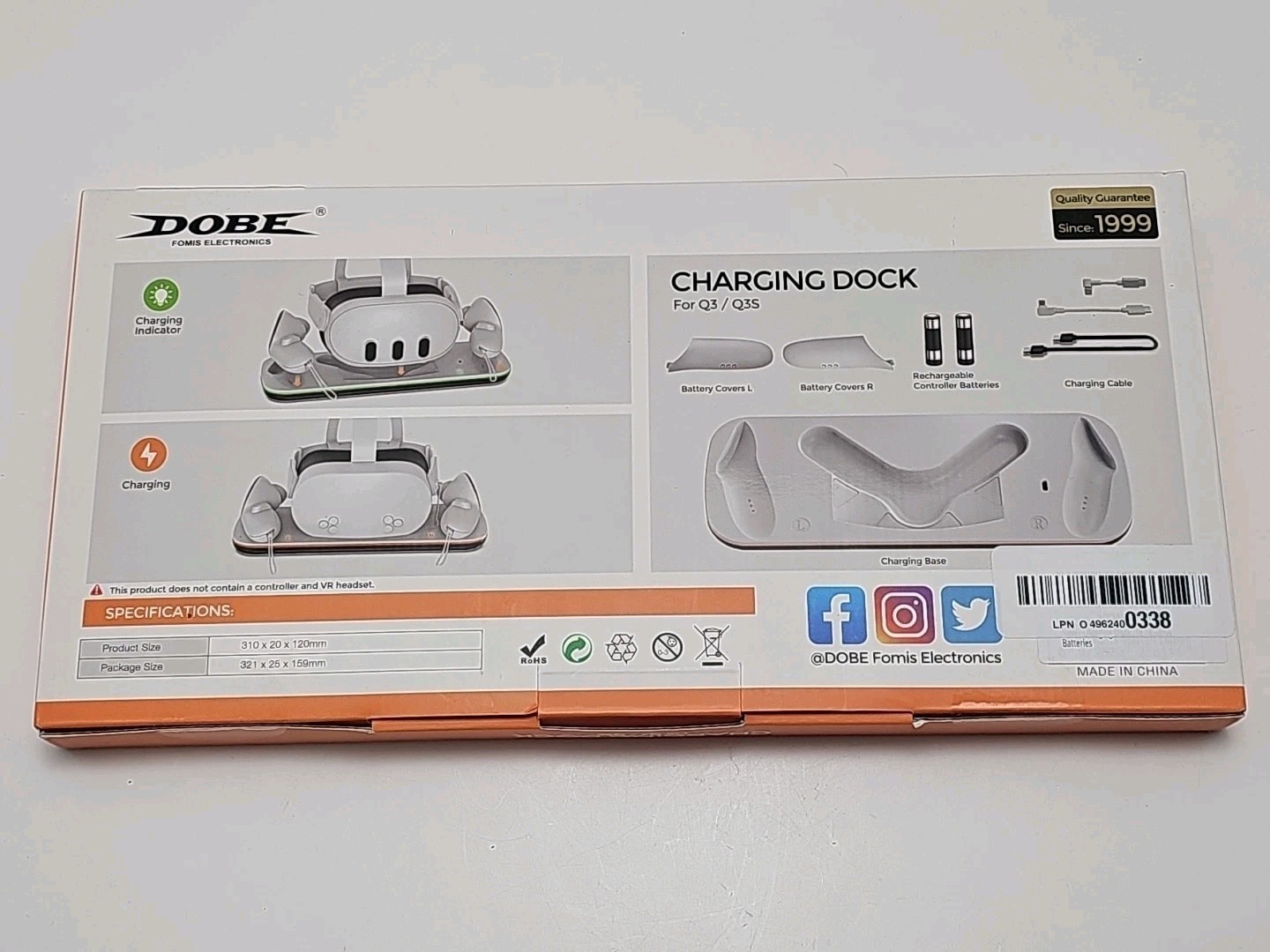 Dobe Charging Station For Meta Quest 3/3s VR Headsets