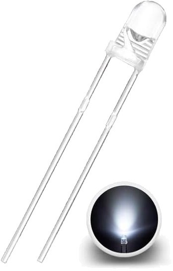 100 x 3mm White LED Diode Lights Clear Round Transparent 3V 20mA White elpohl®