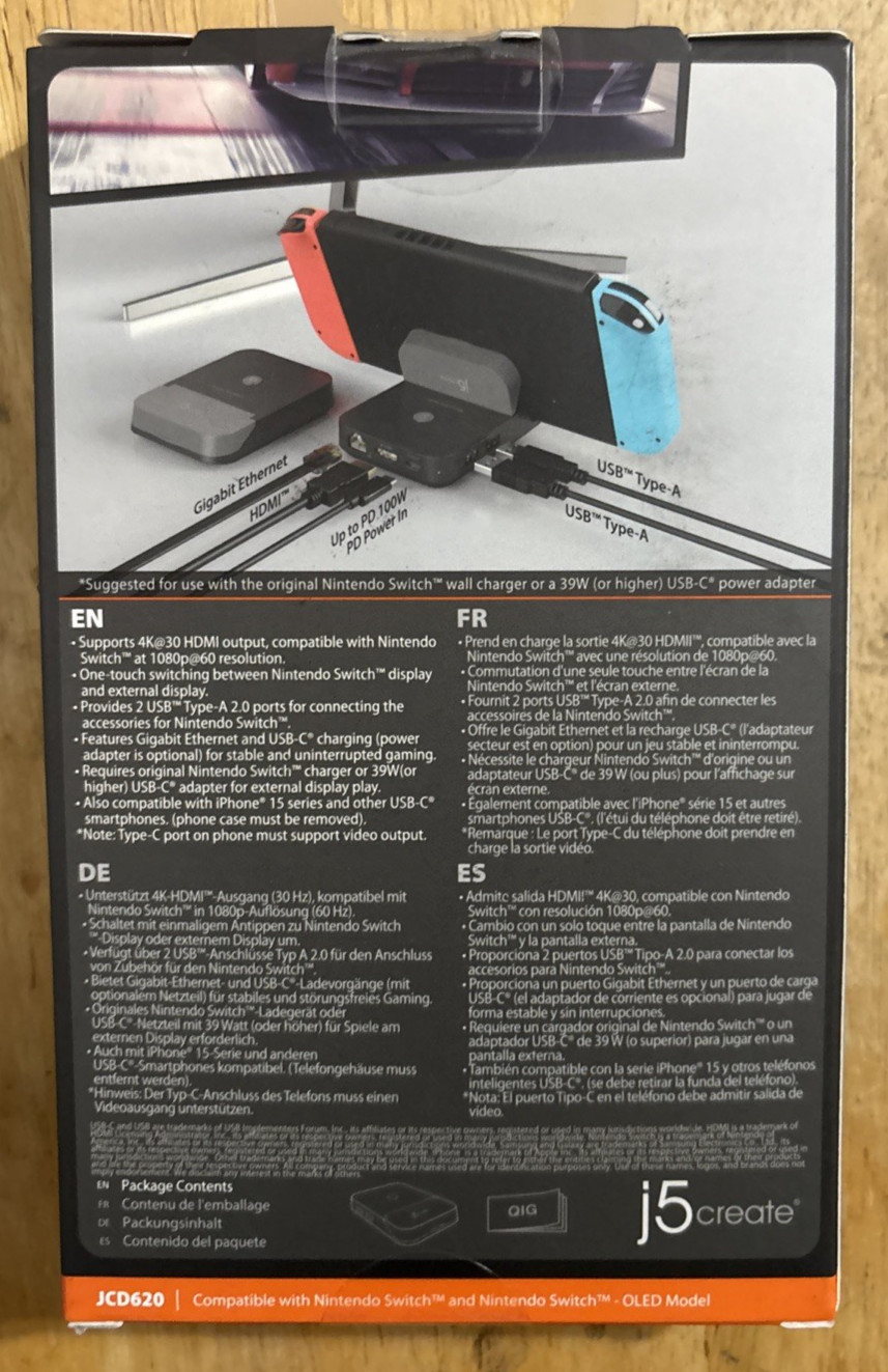 j5create Nintendo Switch Mini Docking Station (JCD620)... FREE S&H!