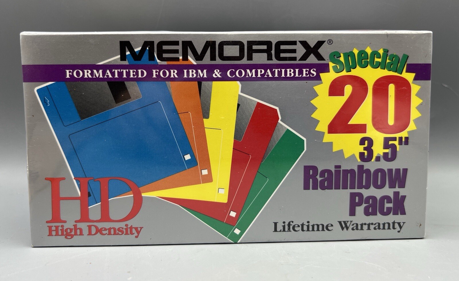 Memorex New HD 3.5” Disc 20 Pack Rainbow Discs Formatted for IBM