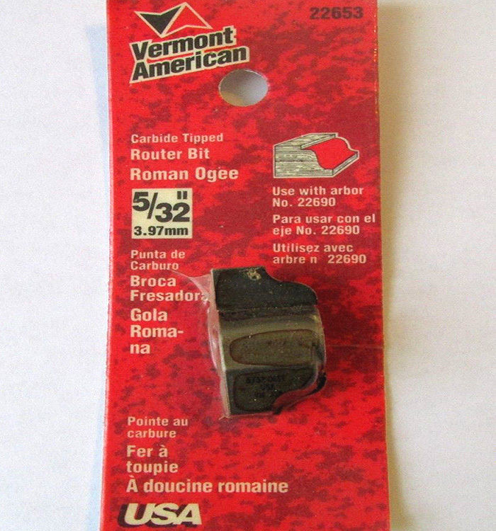 5/32" ROMAN OGEE ROUTER BIT VERMONT AMERICAN 22653 Carbide Tip Factory Sealed