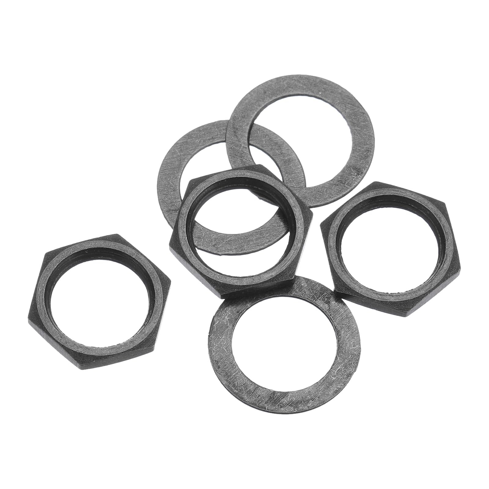 MECCANIXITY 3 Set Guitar Nuts and Washers, Black, 3/8 Inch, Grey Black