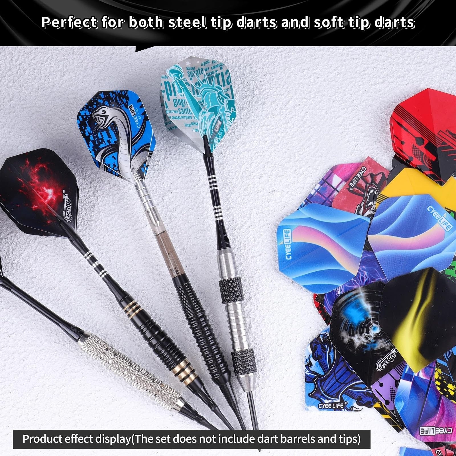 CyeeLife Standard Dart Flights 90 Pcs Durable PET Replacement Wings