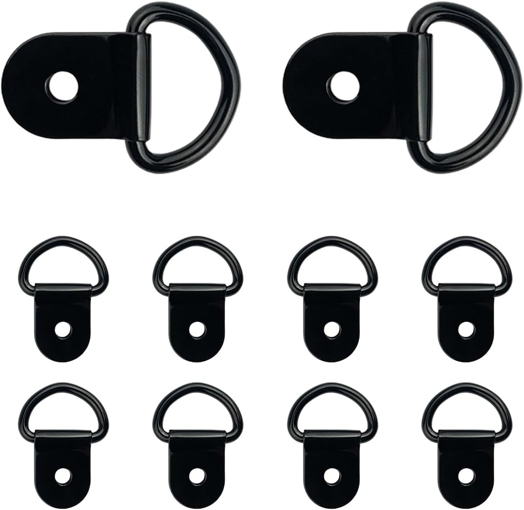 10 PCS Small Steel D-Ring Tie Downs, Heavy Duty Steel Anchor Lashing Ring for Ca