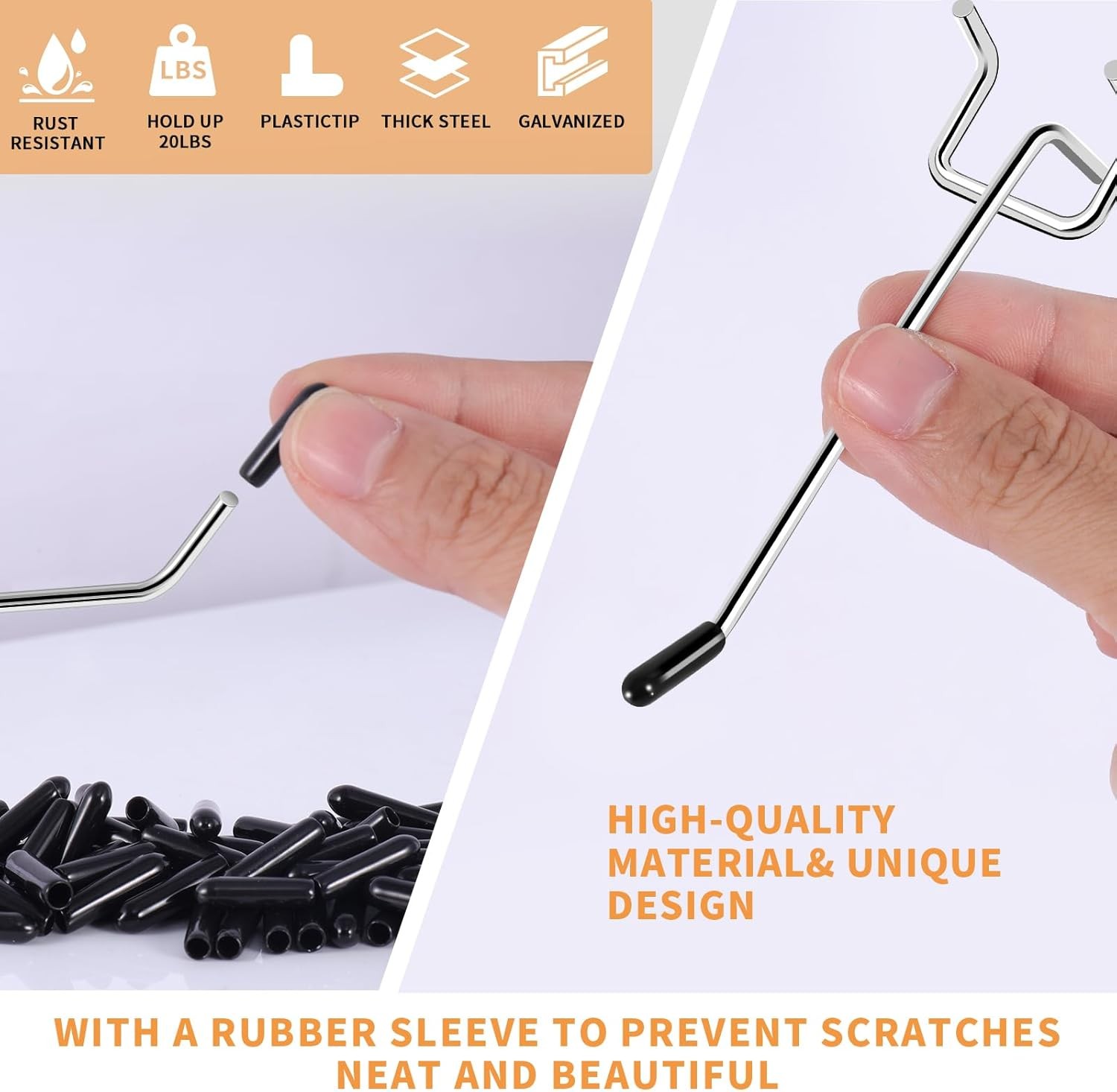 Metal Pegboard Hook 4" 25 Pack Silver
