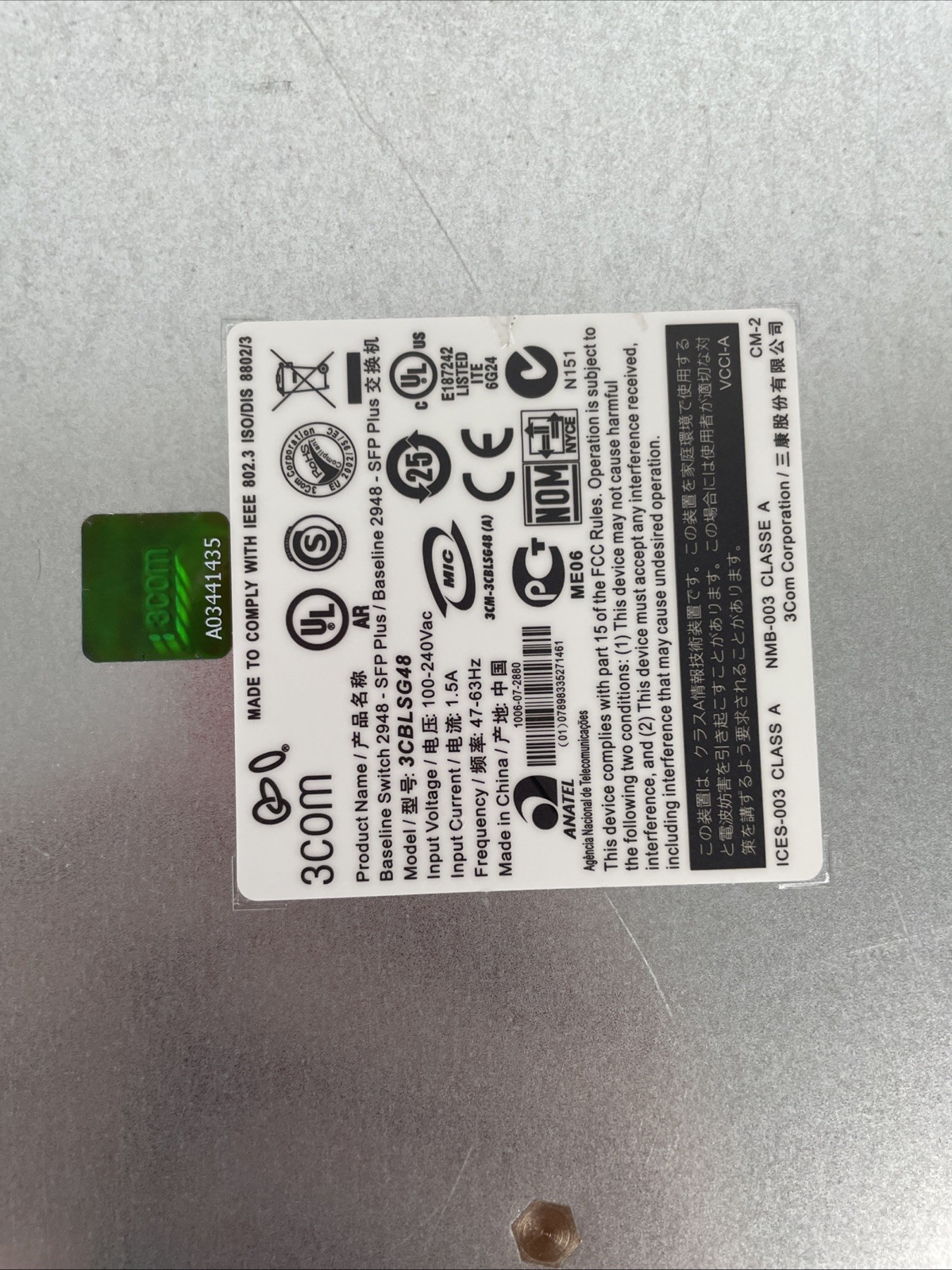 3Com Baseline Switch 2948 -SFP Plus 3CBLSG48 switch - READ