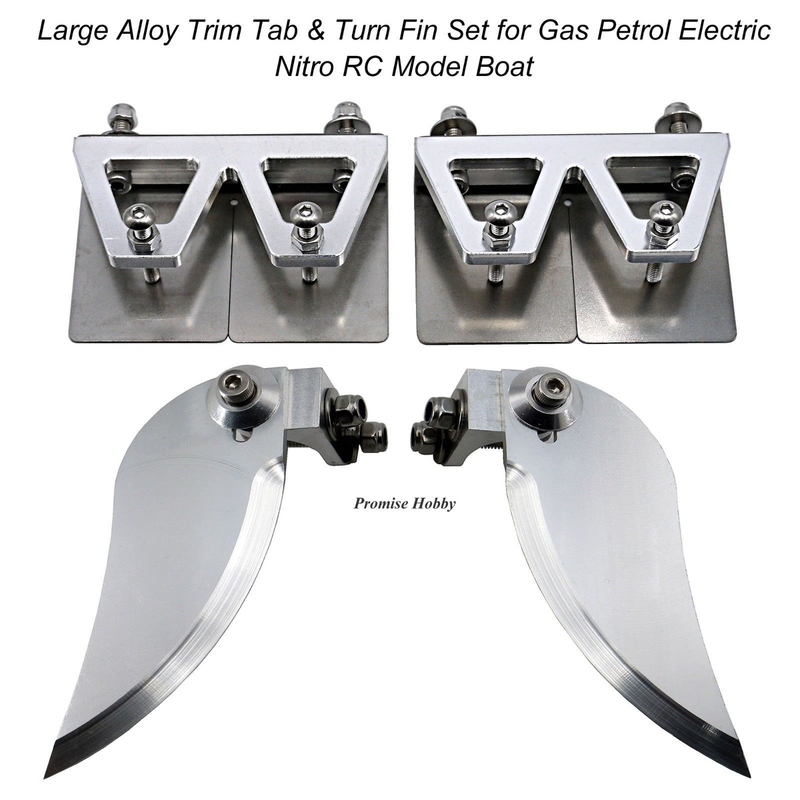 76mm X 49mm Trim Tab & 90mm X 34mm Turn Fin for Gas Electric Nitro RC Model Boat