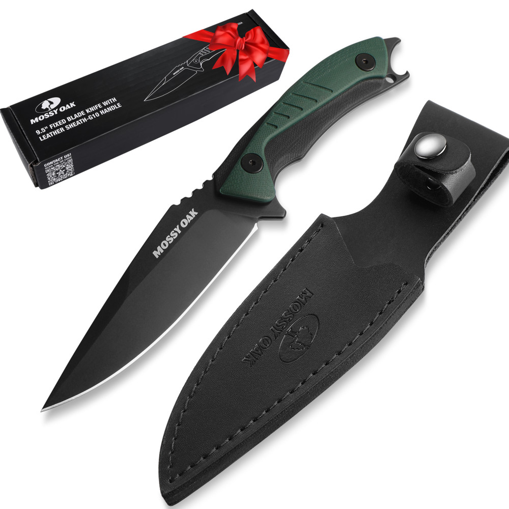 Mossy Oak 9.5'' Hunting Knife G10 Handle Full Tang Fixed Blade Knife with Sheath