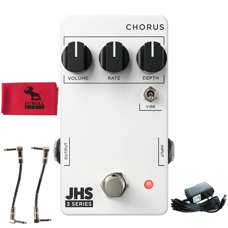 JHS 3 Series Chorus Pedal w/ Power Supply, Patch Cables & Pitbull Audio Cloth
