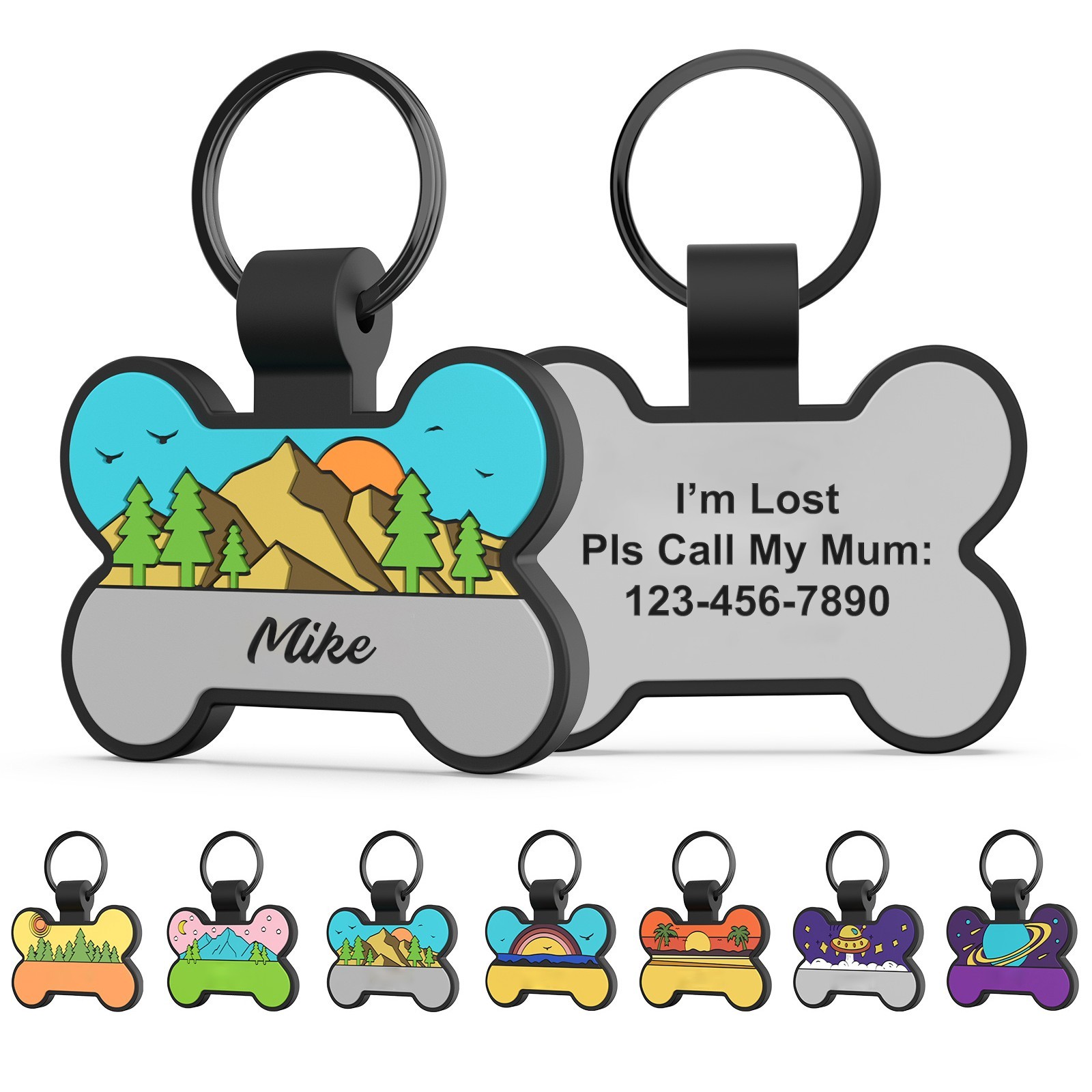 Cute Personalized Silicone Dog ID Tags Engraved Two Sides