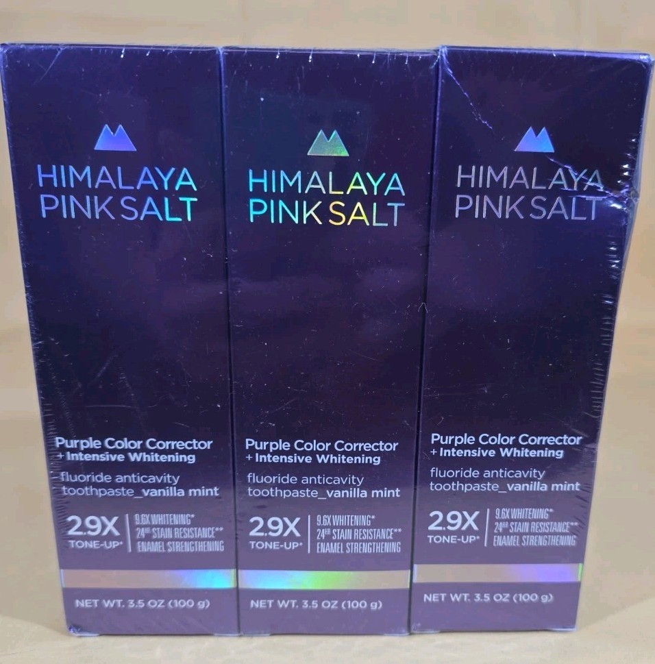 Himalayan Pink Salt Whitening Fluoride Toothpaste Vanilla Mint 3.5 oz, 3 tubes
