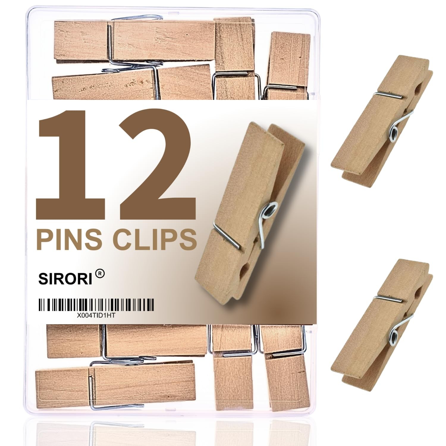 12PCS Large clothespins Wooden Big 2.83" x 0.71" x 0.63", Wood Color 2.83inch