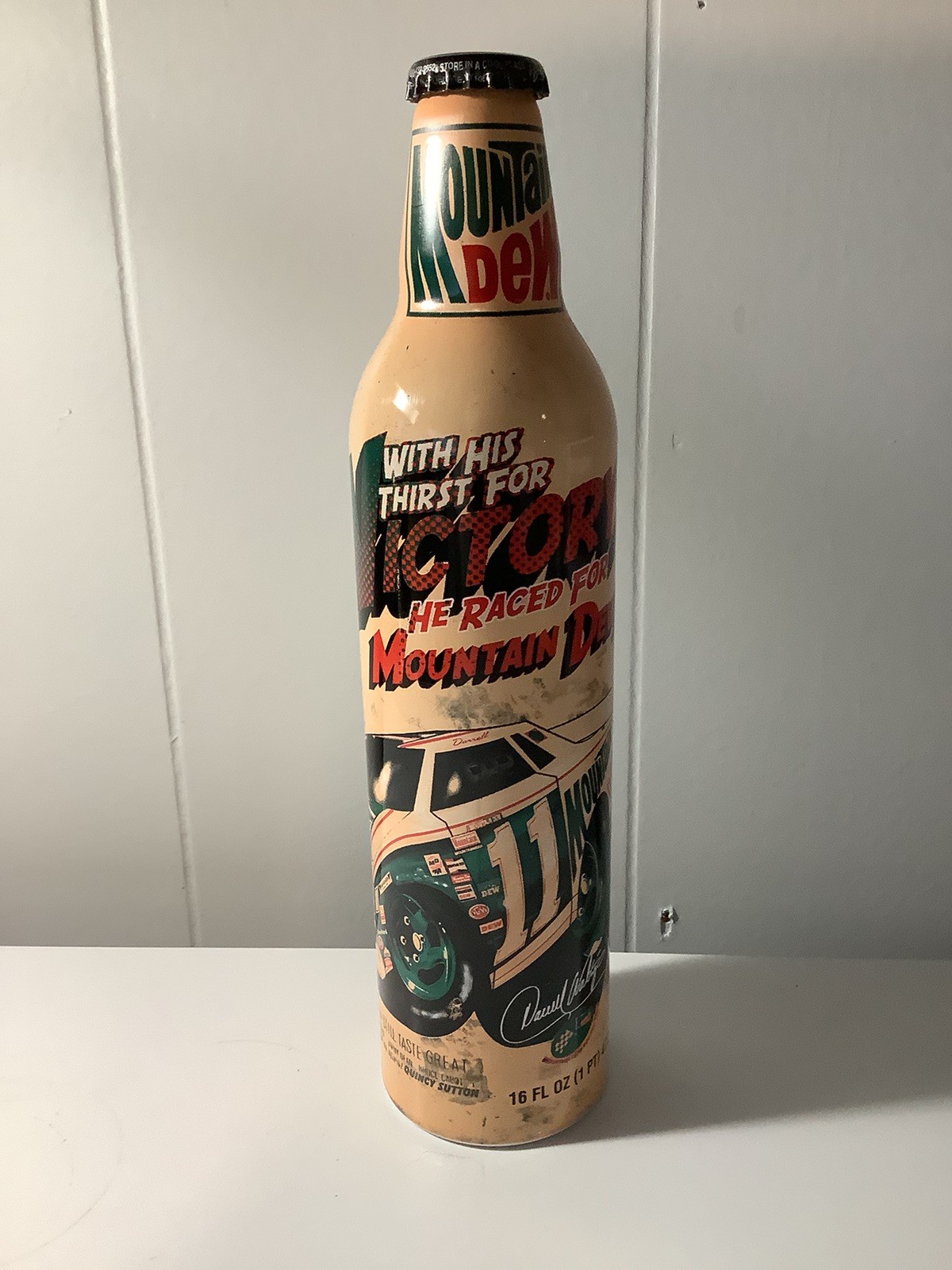 MOUNTAIN DEW 16oz Darrel Waltrip 2008 Aluminum Soda Bottle Unopened 🏎️  🥤