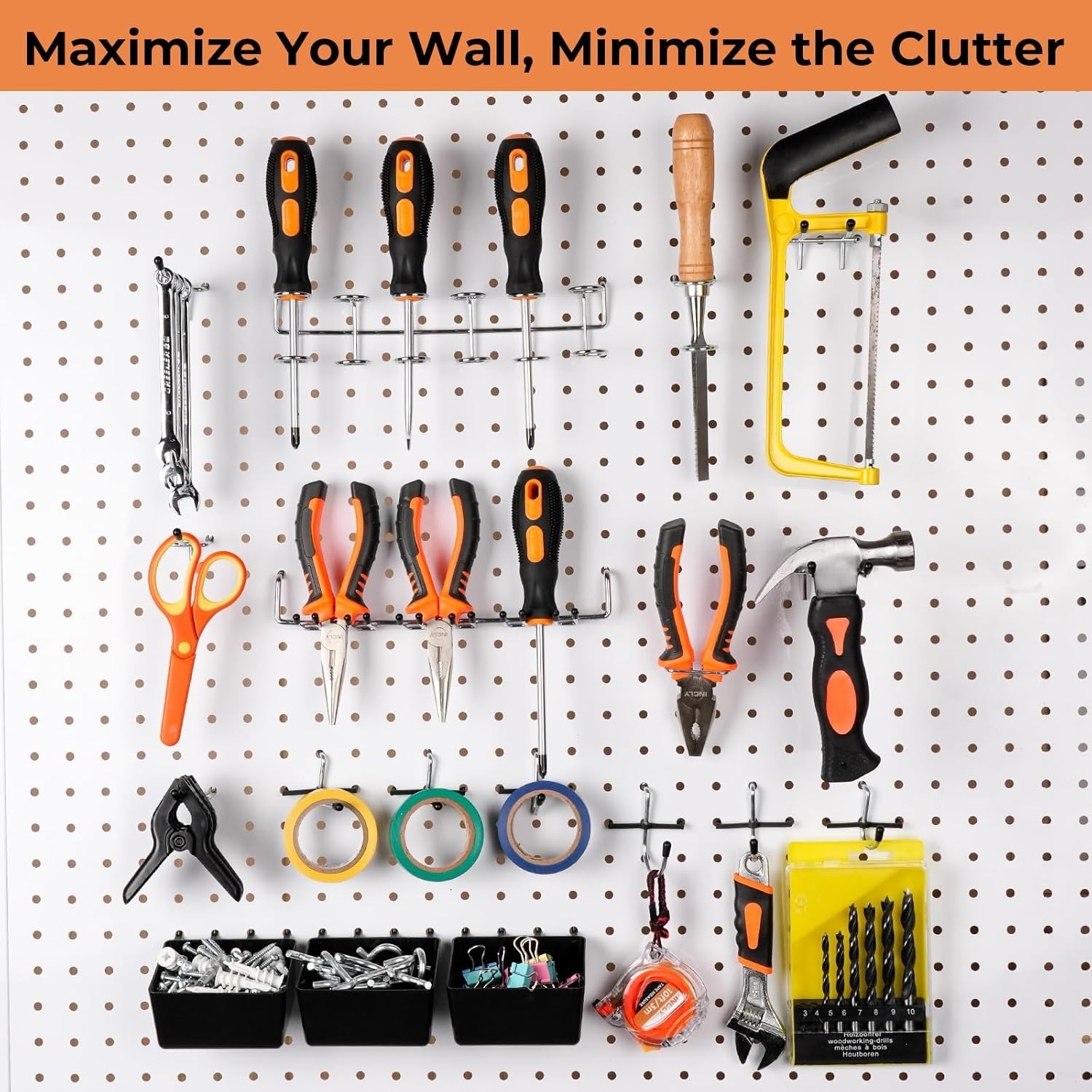 Industrial Pegboard Accessories Set - 120PCS Adjustable Tool Storage Solutions