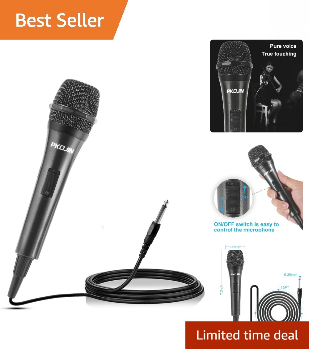 High-Quality Dynamic Microphone for Karaoke – 10 Ft Cable with ON/OFF Switch