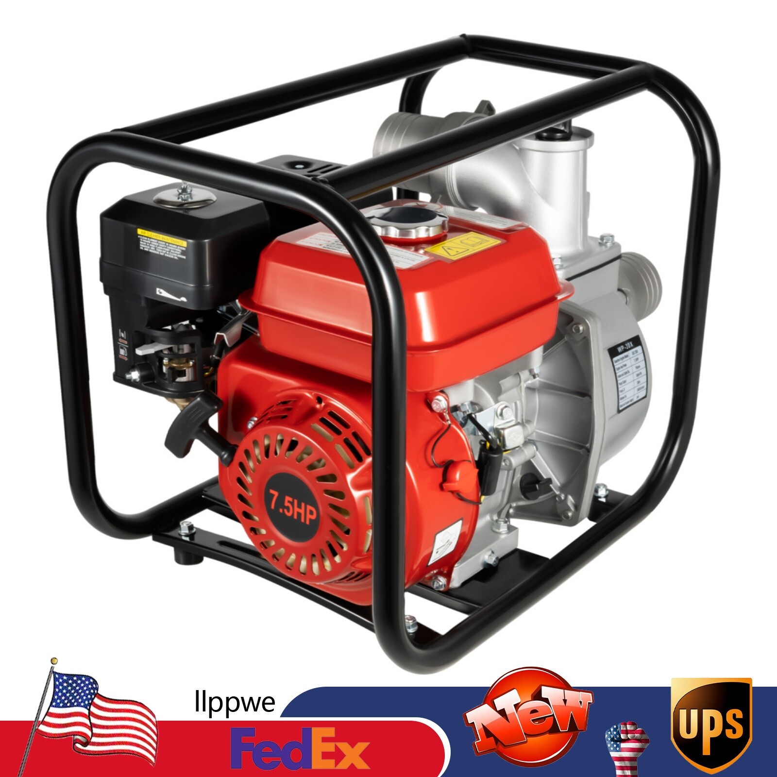 3" 7.5HP Gas Water Semi Trash Pump High Pressure Garden Irrigation Pump 3000W US
