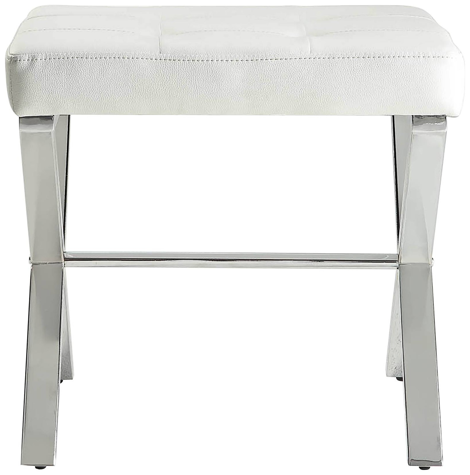 Vera 20" Wide White Tufted Leatherette Vanity Bench
