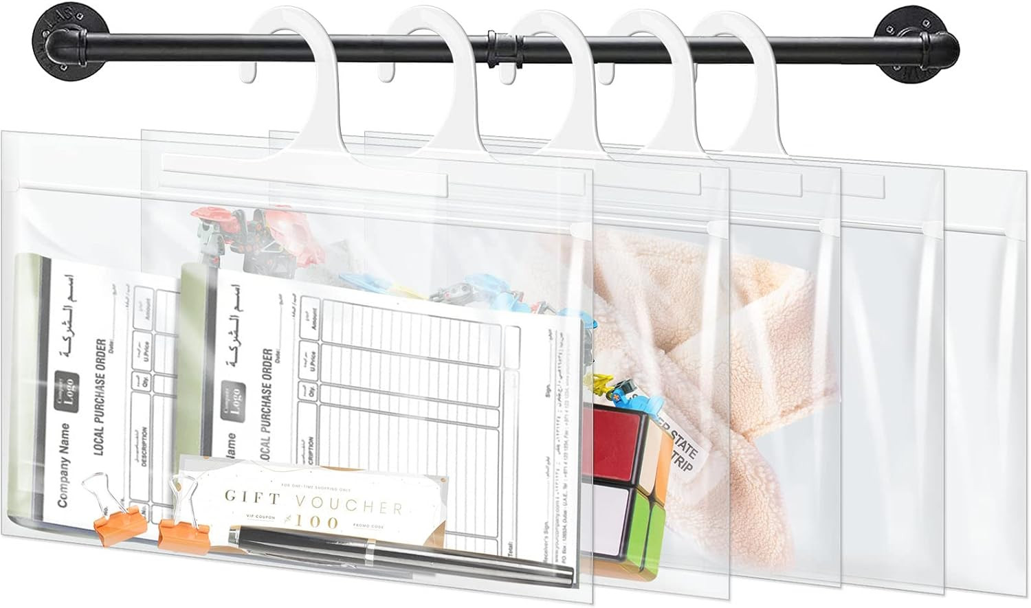 24 Pack Hanging Storage Bags, Large Hook 7.5 X 10.5-Inch Clear Plastic Bags For