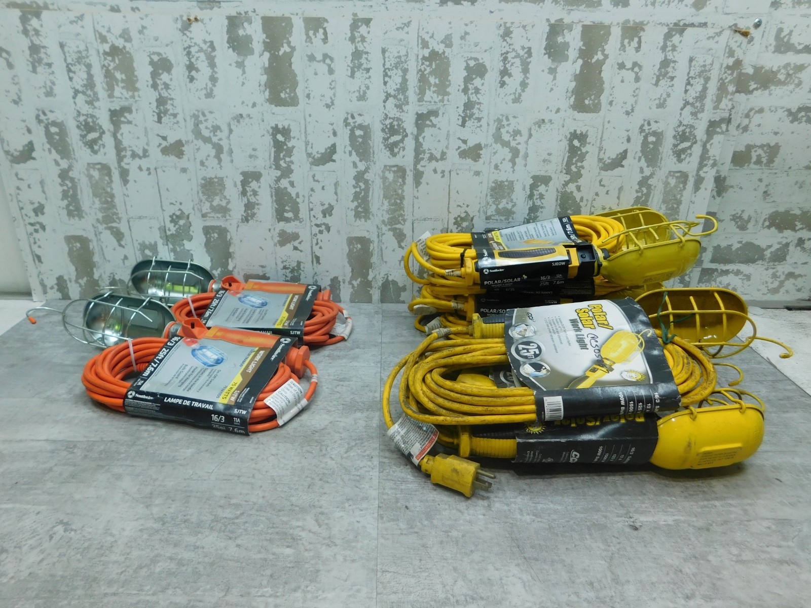 8 NEW 25' Work Light Extension Cord, 75W, 100W, SJTW, SJEOW, Southwire, Polar
