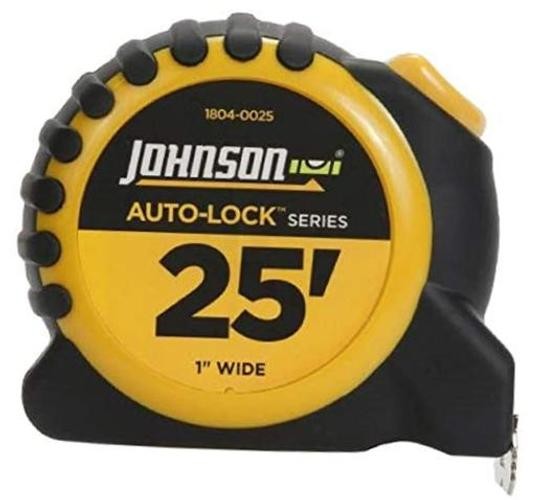 Level & Tool 1804-0025 Auto-Lock Power Tape 25' - Black/Yellow - 1 Tape 7.6 m