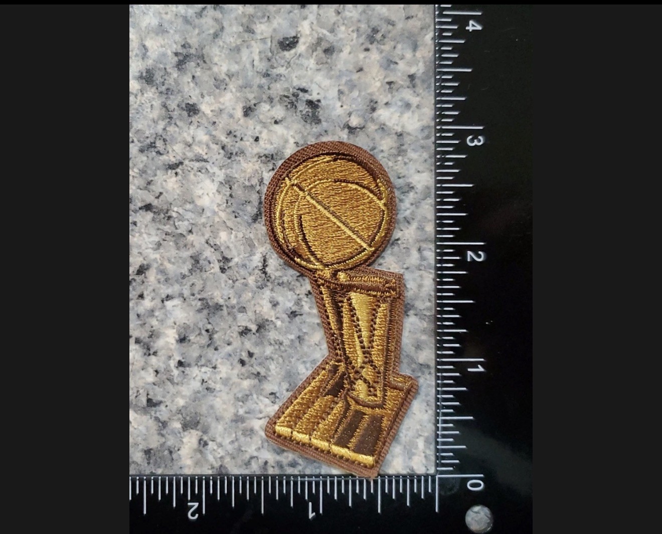 NBA- CHAMPIONSHIP TROPHY PATCH - Embroidered Iron On. 3"x1.5"