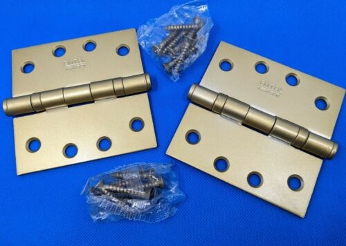 Emtek 940144 4x4 Inch Ball Bearing Steel Hinges in Satin Brass. Pack of 2