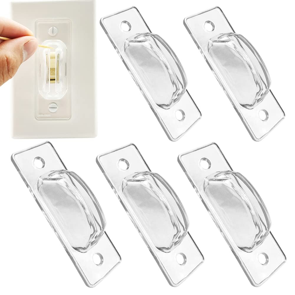 Light Switch Guard, 6 Pack Clear 1.2 inches x 3.2 inches, MiddleHole