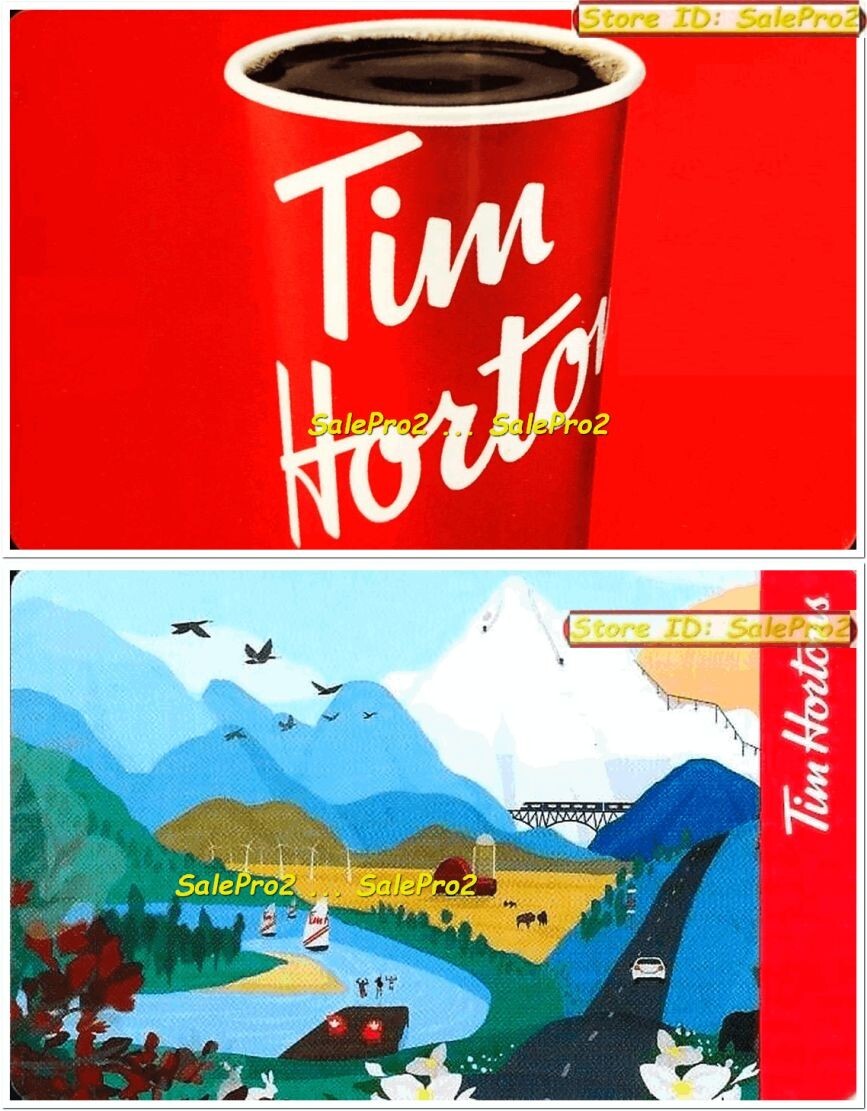 2x TIM HORTON COFFEE MOUNTAIN SKIING RIVER SAILING BOAT COLECTIBLE GIFT CARD LOT