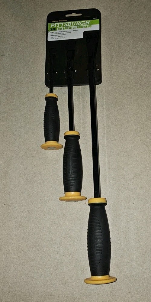 Pittsburgh 3 pc Pry Bar Set with Hand Grips 8" 12" 17" #66840