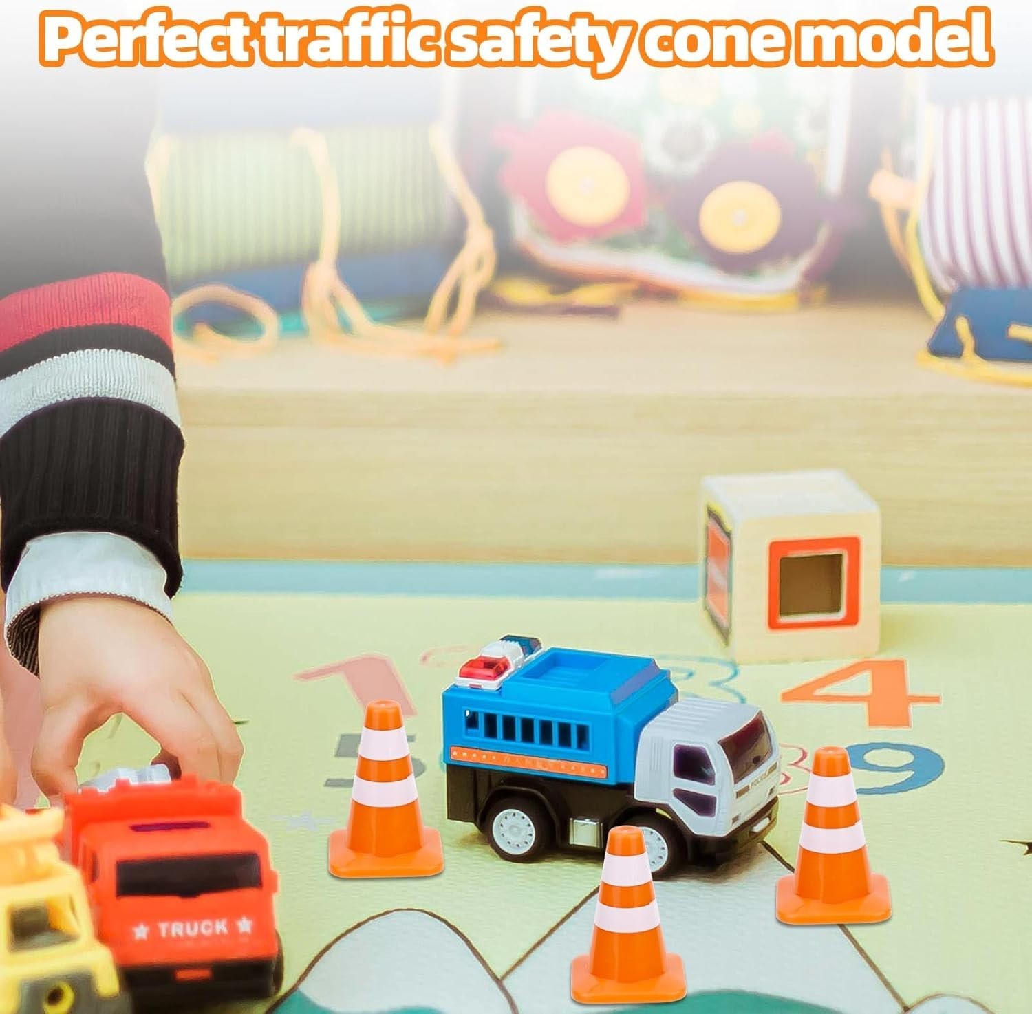 Realistic 8-Piece Mini Traffic Cone Set - 1.38in for Creative Scenes & Teaching