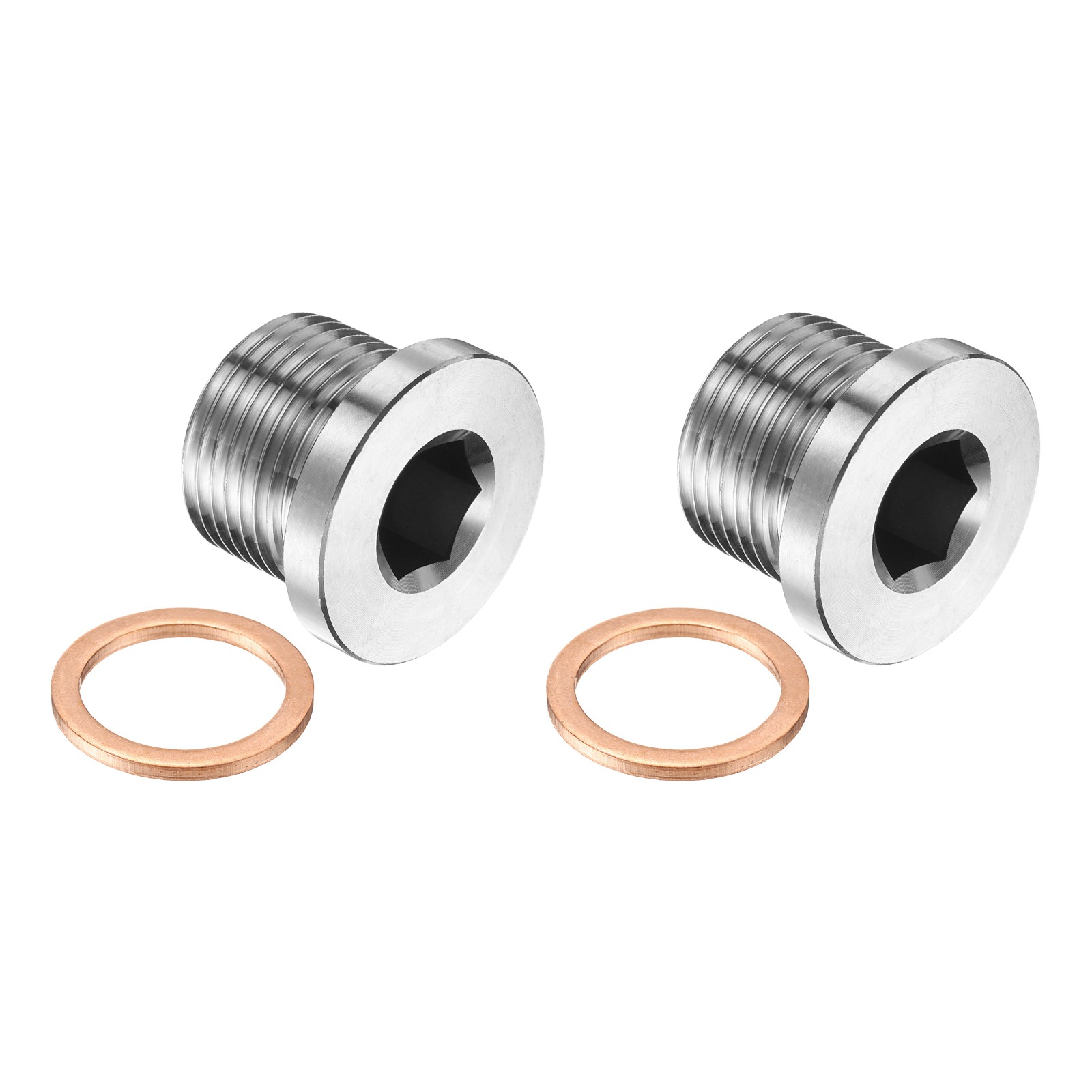 2 Pcs Stainless Head x Pipe Plug Fitting, 304 Internal M22 Socket Steel 1.5 Hex